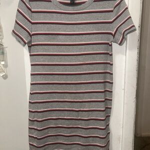 Striped Gray and Red Women's Dress